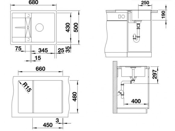 Кухонная мойка Blanco METRA 45 S COMPACT (черный) Кухонная мойка Blanco METRA 45 S COMPACT (черный)