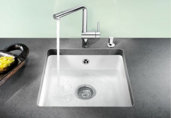 Кухонная мойка Blanco Subline 375-U керамика (глянцевый белый)