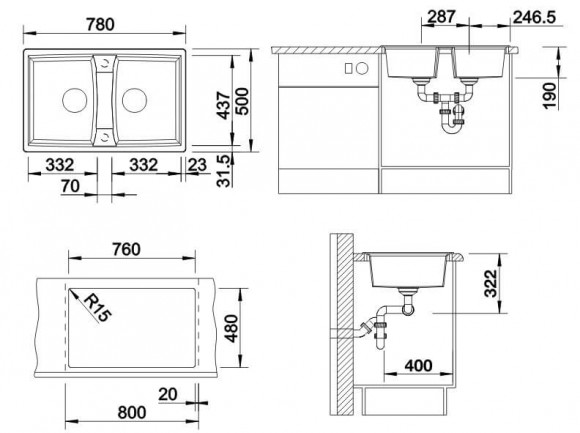 Кухонная мойка Blanco LEXA 8 (черный) Кухонная мойка Blanco LEXA 8 (черный)