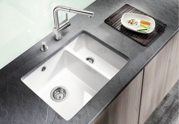 Кухонная мойка Blanco Subline 350/150-U керамика (глянцевый белый) Кухонная мойка Blanco Subline 350/150-U керамика (глянцевый белый)