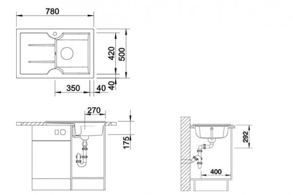 Кухонная мойка Blanco Idessa 45 S (базальт, правая)