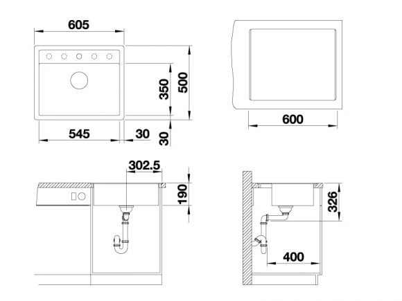 Кухонная мойка Blanco Dalago 6-F (антрацит, с клапаном-автоматом) Кухонная мойка Blanco Dalago 6-F (антрацит, с клапаном-автоматом)
