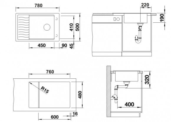 Кухонная мойка Blanco ELON XL 6 S (черный) Кухонная мойка Blanco ELON XL 6 S (черный)