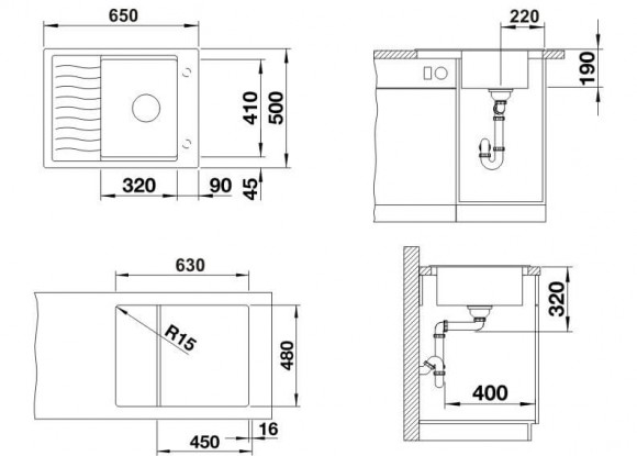 Кухонная мойка Blanco ELON 45 S (черный) Кухонная мойка Blanco ELON 45 S (черный)
