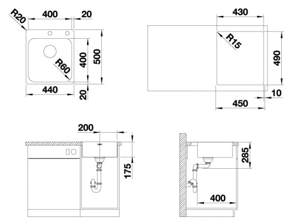Кухонная мойка Blanco Supra 400-IF/A (полированная, с клапаном-автоматом)