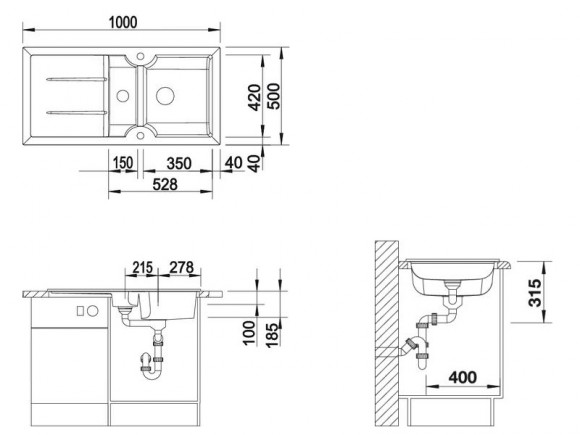 Кухонная мойка Blanco Idessa 6 S (черный, с клапаном-автоматом) Кухонная мойка Blanco Idessa 6 S (черный, с клапаном-автоматом)