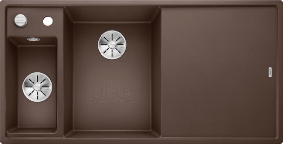 Кухонная мойка Blanco Axia III 6 S-F (кофе, чаша слева, доска стекло, с клапаном-автоматом InFino®)