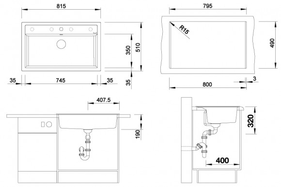 Кухонная мойка Blanco Dalago 8 (серый беж, с клапаном-автоматом) Кухонная мойка Blanco Dalago 8 (серый беж, с клапаном-автоматом)