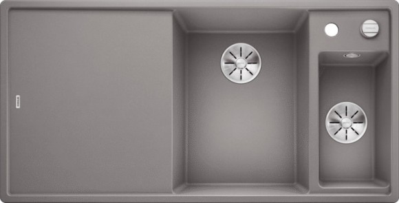 Кухонная мойка Blanco Axia III 6 S-F (алюметаллик, чаша справа, доска стекло, с клапаном-автоматом InFino)