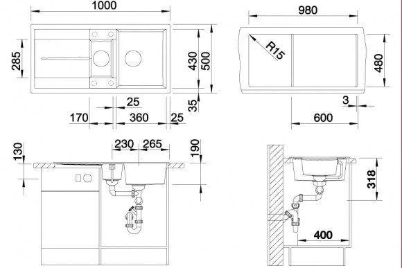 Кухонная мойка Blanco Metra 6 S (белый, с клапаном-автоматом)