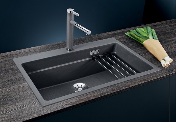 Кухонная мойка Blanco Etagon 8 (темная скала, с отводной арматурой InFino®) Кухонная мойка Blanco Etagon 8 (темная скала, с отводной арматурой InFino®)