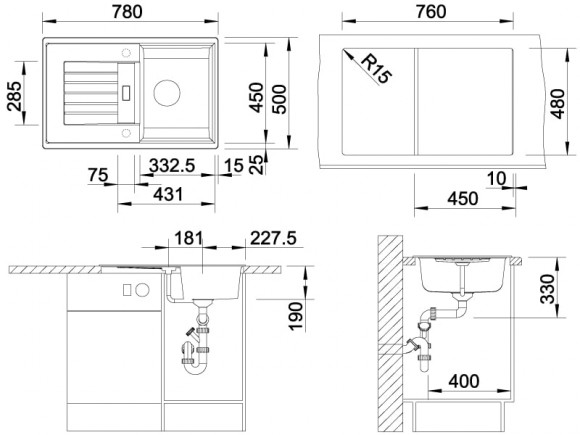 Кухонная мойка Blanco Zia 45 S (белый)