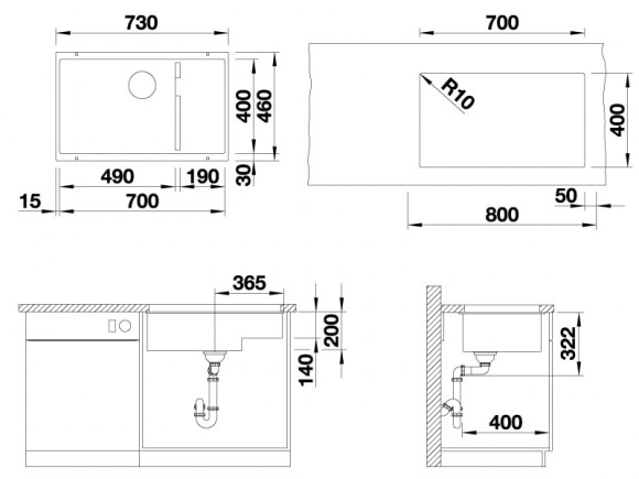 Кухонная мойка Blanco Subline 700-U Level (серый беж, с отводной арматурой InFino®)
