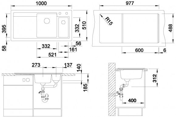 Кухонная мойка Blanco Axon II 6 S (глянцевый магнолия, правая, с клапаном-автоматом InFino®) Кухонная мойка Blanco Axon II 6 S (глянцевый магнолия, правая, с клапаном-автоматом InFino®)