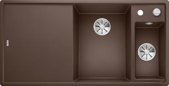 Кухонная мойка Blanco Axia III 6 S-F (кофе, чаша справа, доска ясень, с клапаном-автоматом InFino)