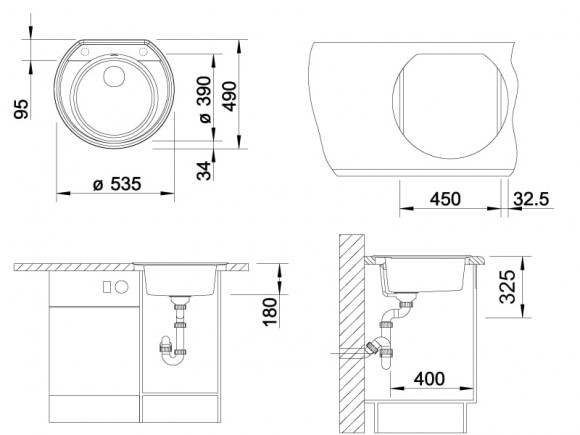 Кухонная мойка Blanco Rondoval 45 (жемчужный) Кухонная мойка Blanco Rondoval 45 (жемчужный)