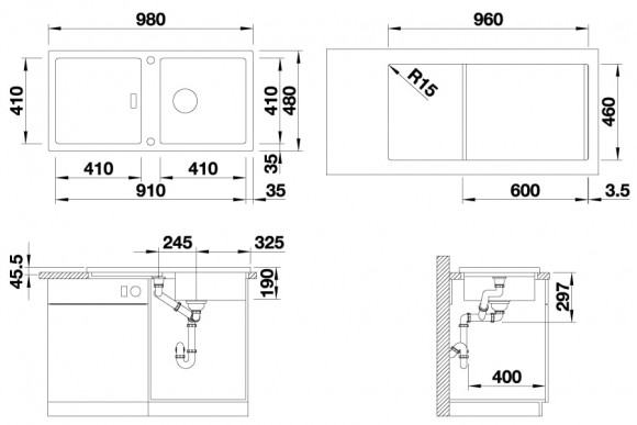 Кухонная мойка Blanco Adon XL 6 S (жасмин, с клапаном-автоматом InFino)