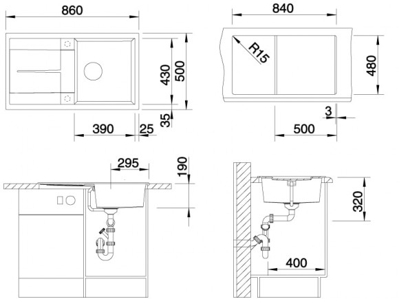 Кухонная мойка Blanco Metra 5 S (антрацит, с клапаном-автоматом) Кухонная мойка Blanco Metra 5 S (антрацит, с клапаном-автоматом)