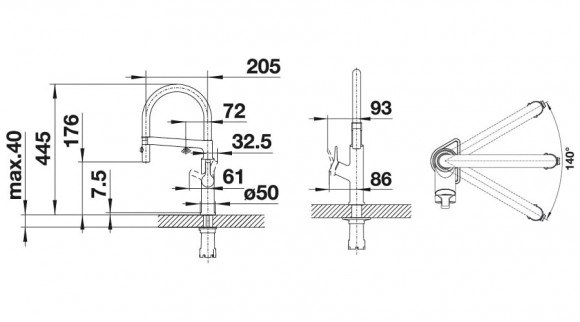 Кухонный смеситель Blanco Solenta-S Senso (хром, рычаг слева) Кухонный смеситель Blanco Solenta-S Senso (хром, рычаг слева)