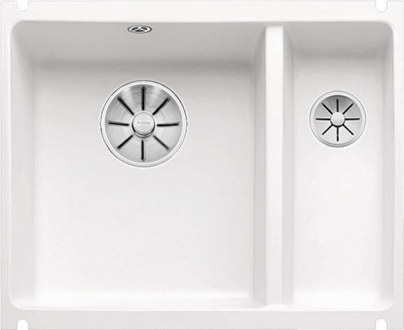 Кухонная мойка Blanco Subline 350/150-U керамика (глянцевый белый, с отводной арматурой InFino®)