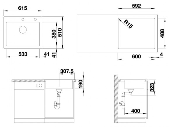 Кухонная мойка Blanco Palona 6 (глянцевый белый, с отводной арматурой InFino®) Кухонная мойка Blanco Palona 6 (глянцевый белый, с отводной арматурой InFino®)