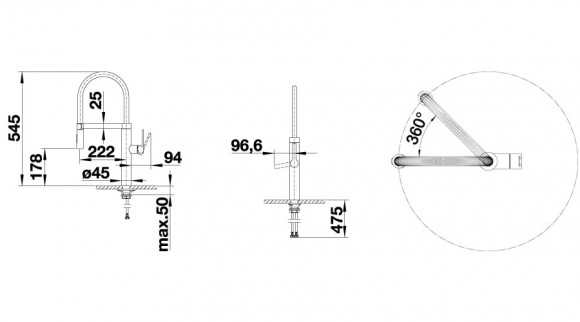Кухонный смеситель Blanco Culina-S (нержавеющая сталь)