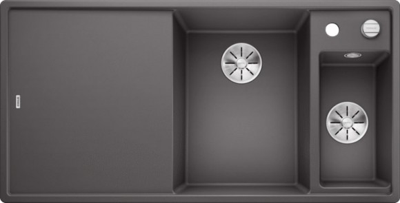 Кухонная мойка Blanco Axia III 6 S (темная скала, правая, доска стекло, с клапаном-автоматом InFino)