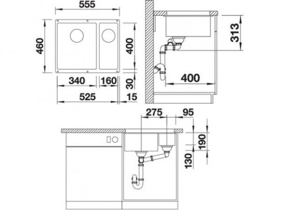 Кухонная мойка Blanco Rotan 340/160-U (антрацит) Кухонная мойка Blanco Rotan 340/160-U (антрацит)