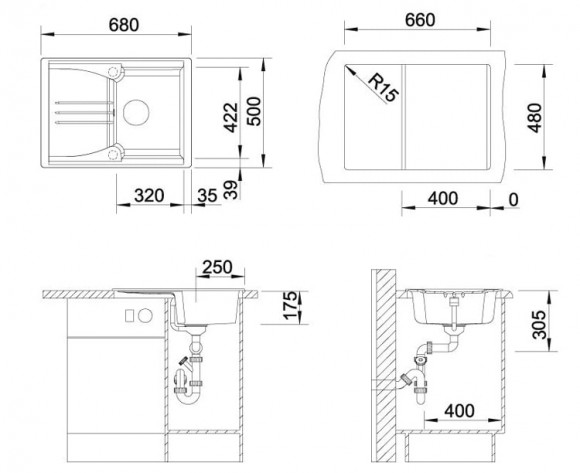 Кухонная мойка Blanco Enos 40 S (шампань) Кухонная мойка Blanco Enos 40 S (шампань)