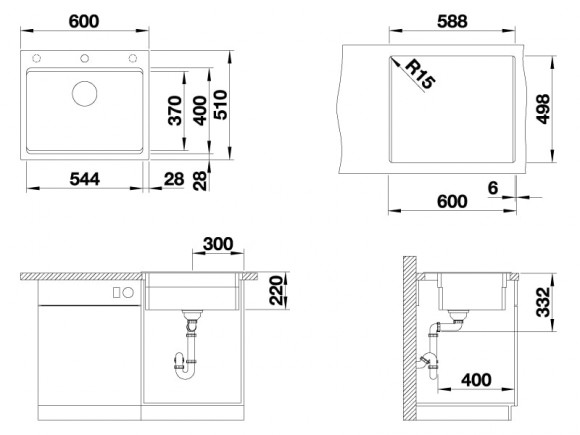Кухонная мойка Blanco Etagon 6 (черный, с отводной арматурой InFino®)