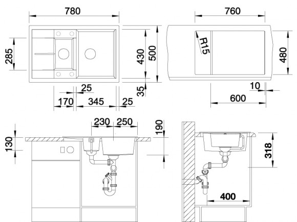 Кухонная мойка Blanco Metra 6 S Compact (серый беж, с клапаном-автоматом) Кухонная мойка Blanco Metra 6 S Compact (серый беж, с клапаном-автоматом)