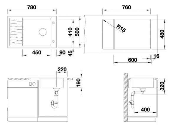 Кухонная мойка Blanco Elon XL 6 S (белый, с клапаном-автоматом InFino®) Кухонная мойка Blanco Elon XL 6 S (белый, с клапаном-автоматом InFino®)