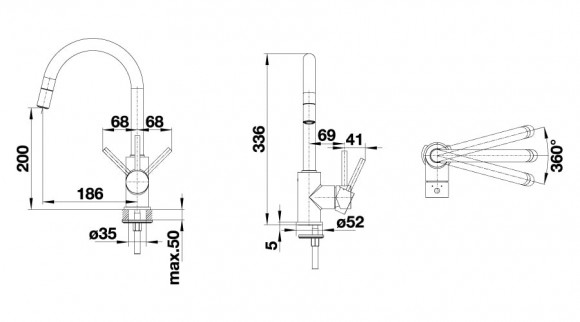 Кухонный смеситель Blanco MIDA-S (черный)
