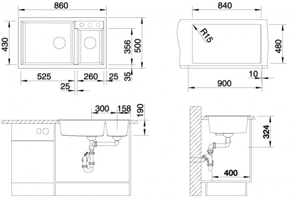 Кухонная мойка Blanco Metra 9 (антрацит)