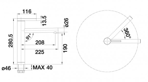 Кухонный смеситель Blanco Linee (сталь с матовой полировкой)