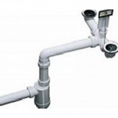 Отводная арматура двойная 1 1/2" Blanco с переливом и сифоном 137980 Отводная арматура двойная 1 1/2" Blanco с переливом и сифоном 137980