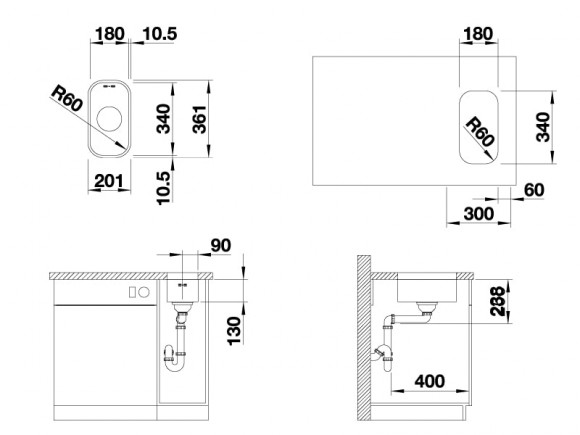 Кухонная мойка Blanco Supra 180-U (полированная, с корзинчатым вентилем) Кухонная мойка Blanco Supra 180-U (полированная, с корзинчатым вентилем)