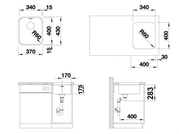 Кухонная мойка Blanco Supra 340-U (полированная, с корзинчатым вентилем) Кухонная мойка Blanco Supra 340-U (полированная, с корзинчатым вентилем)