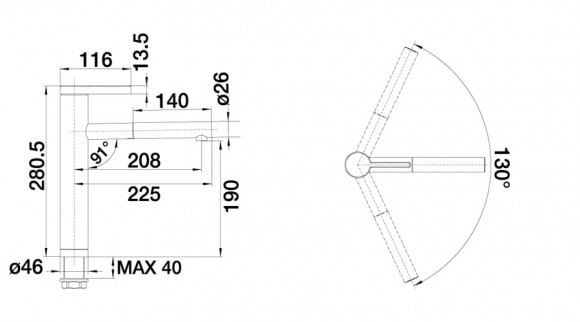 Кухонный смеситель Blanco Linee-S (сталь с матовой полировкой) Кухонный смеситель Blanco Linee-S (сталь с матовой полировкой)