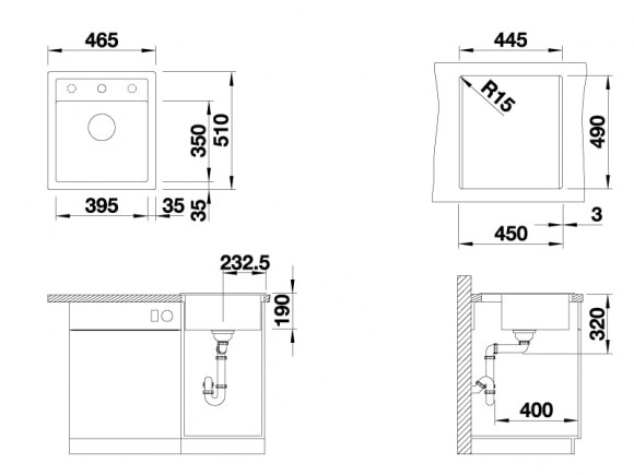 Кухонная мойка Blanco Dalago 45 (алюметаллик, с клапаном-автоматом)