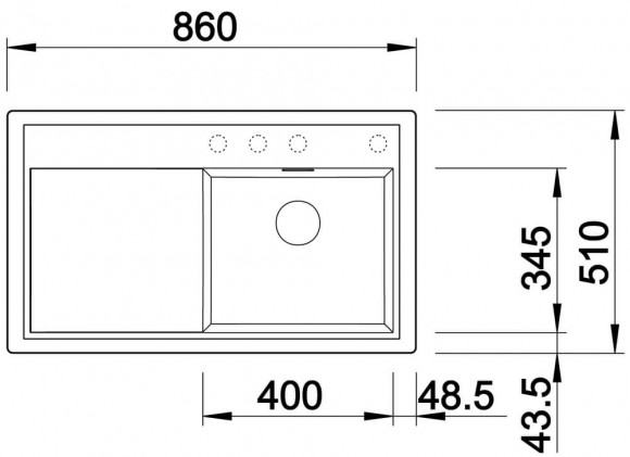 Кухонная мойка Blanco ZENAR 45 S (чаша слева) черный Кухонная мойка Blanco ZENAR 45 S (чаша слева) черный
