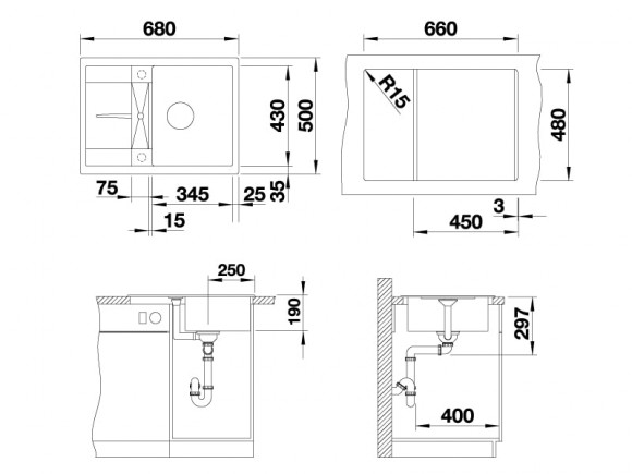 Кухонная мойка Blanco Metra 45 S Compact (серый беж, с клапаном-автоматом) Кухонная мойка Blanco Metra 45 S Compact (серый беж, с клапаном-автоматом)