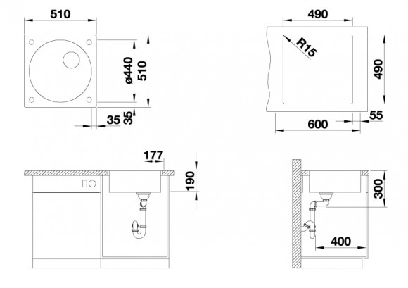 Кухонная мойка Blanco Artago 6 (жемчужный, с отводной арматурой InFino®) Кухонная мойка Blanco Artago 6 (жемчужный, с отводной арматурой InFino®)