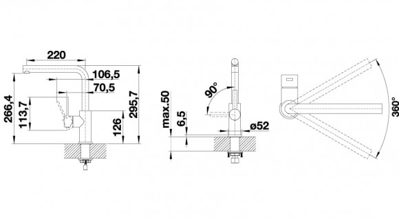 Кухонный смеситель Blanco Lanora (нержавеющая сталь)