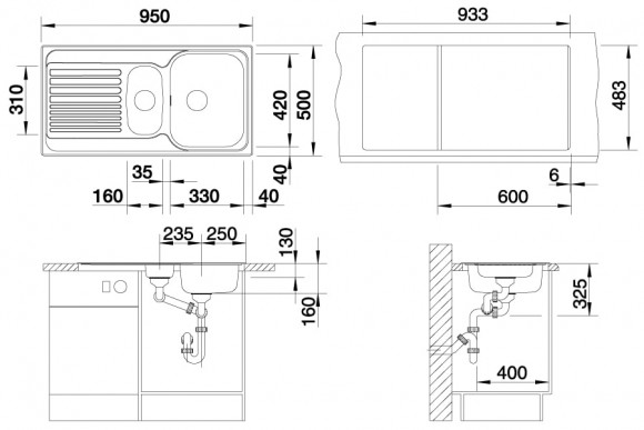 Кухонная мойка Blanco Tipo 6 S Basic (матовая) Кухонная мойка Blanco Tipo 6 S Basic (матовая)