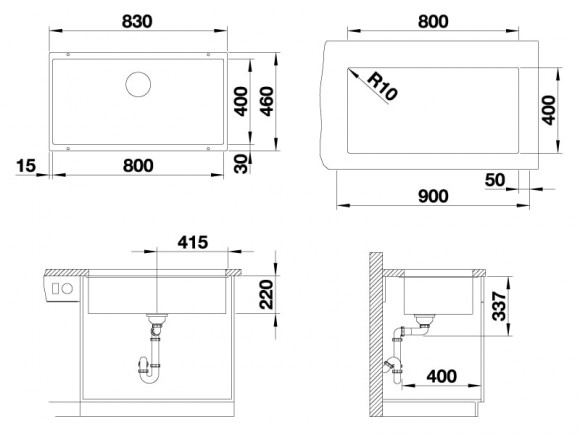Кухонная мойка Blanco Subline 800-U (белый, c отводной арматурой InFino®) Кухонная мойка Blanco Subline 800-U (белый, c отводной арматурой InFino®)