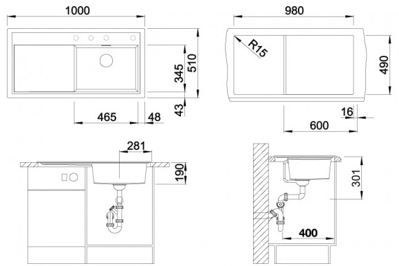 Кухонная мойка Blanco Zenar XL 6 S (антрацит, правая, с клапаном-автоматом InFino®) Кухонная мойка Blanco Zenar XL 6 S (антрацит, правая, с клапаном-автоматом InFino®)