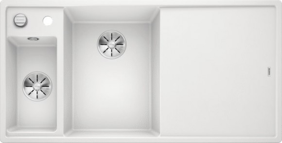 Кухонная мойка Blanco Axia III 6 S (белый, левая, доска стекло, с клапаном-автоматом InFino®)