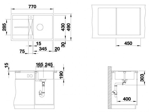 Кухонная мойка Blanco Metra 45 S-F (жасмин, с клапаном-автоматом) Кухонная мойка Blanco Metra 45 S-F (жасмин, с клапаном-автоматом)
