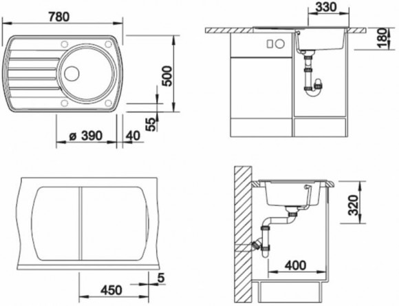 Кухонная мойка Blanco RONDOVAL 45 S (черный)